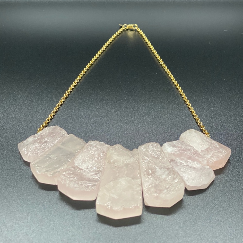 Raw Rose Quartz Statement Necklace